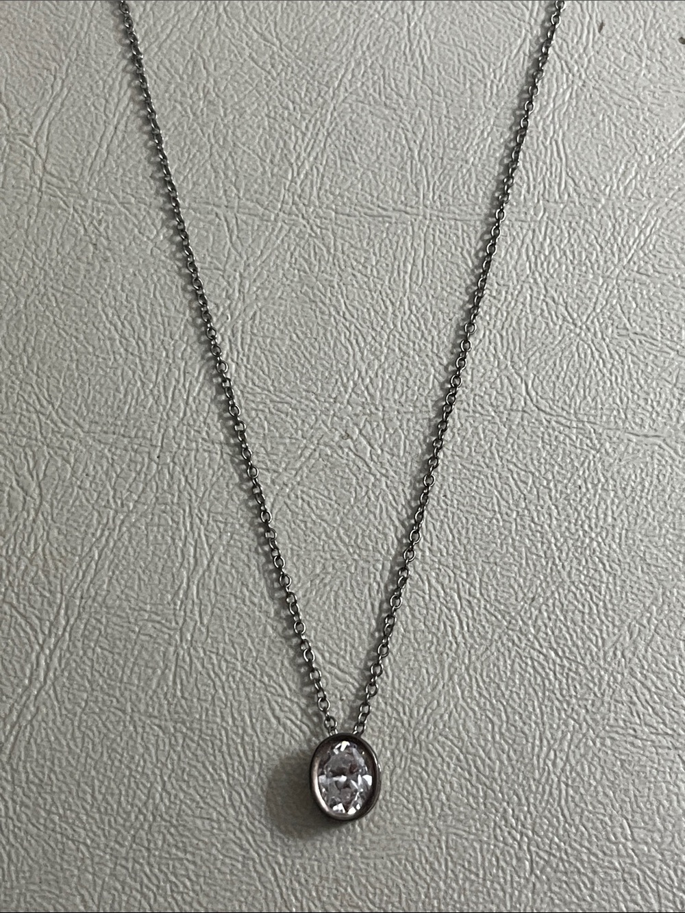 Delicate Silver-tone Solitaire Pendant Necklace with Clear CZ Stone
